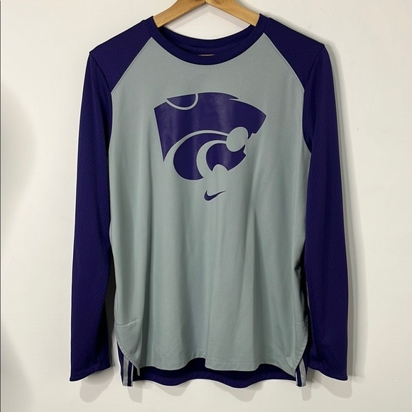 Nike Dri Fit K-State Wildcats Purple and Gray Long Sleeve Shirt Men's Size XL - Picture 13 of 14